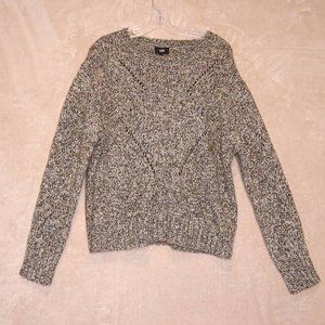 Line Womens Pullover Sweater Gray Space Dye Long Sleeve Crew Neck Textured L New